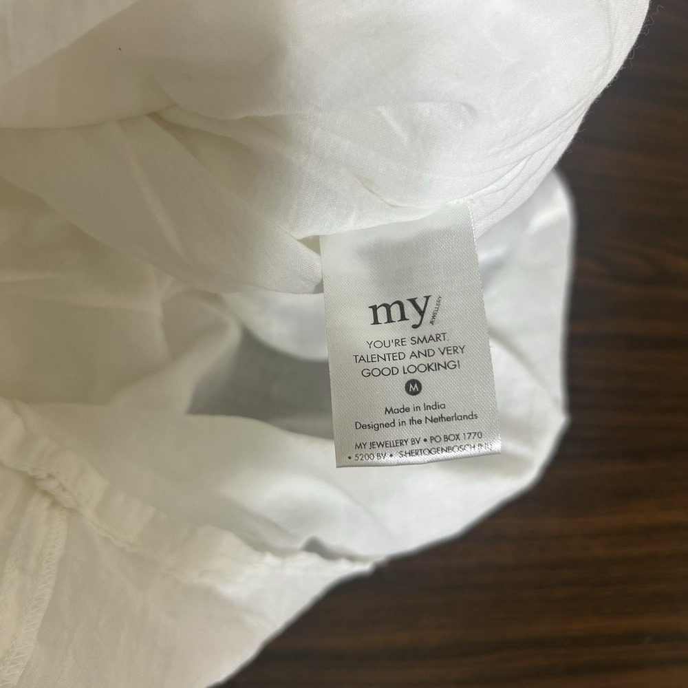 MY JEWELLERY White Cotton Smocked Midi Dress Summer Boho Chic Cottagecore Sz M - Picture 9 of 11